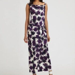 DVF Louanne Asterisk Meadow Aubergine Faux Wrap Maxi Dress Size 6
